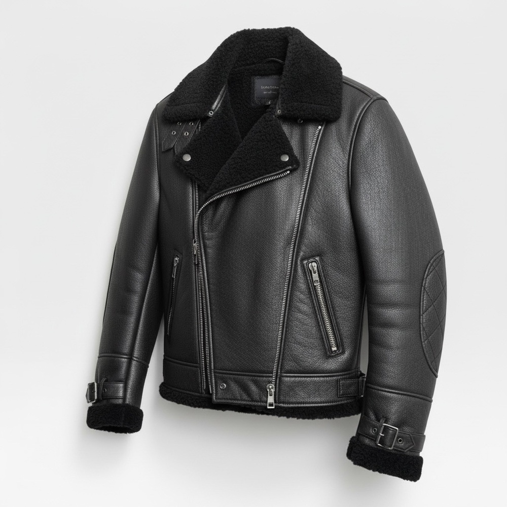 Burberry Brit Leather Shearling Aviator Jacket WOMENS – Black – Size US 14 - Picture 4 of 13